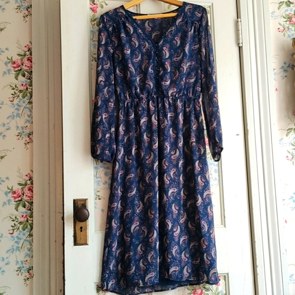 DR2 Blue Paisley Midi Dress - Picture 1 of 10